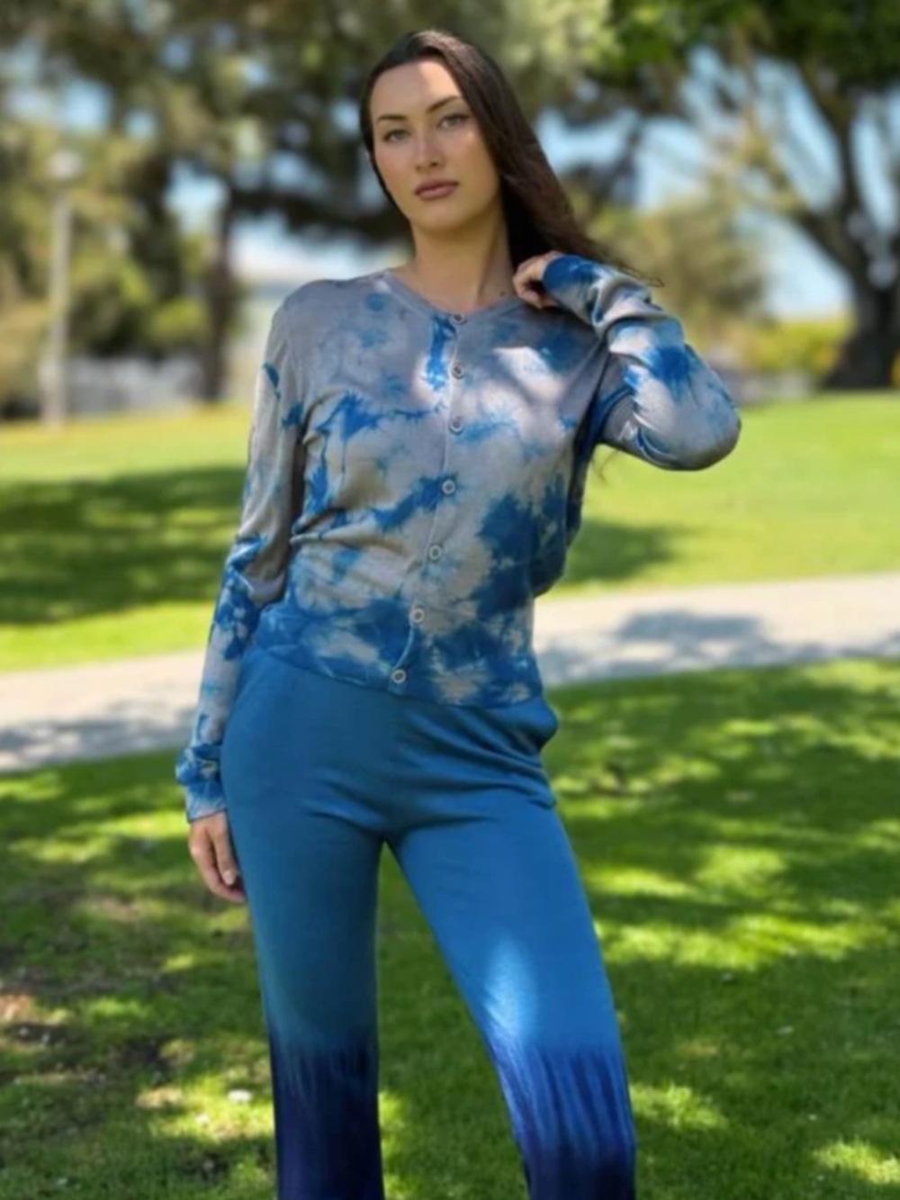 Parker Blue Cashmere Cardigan